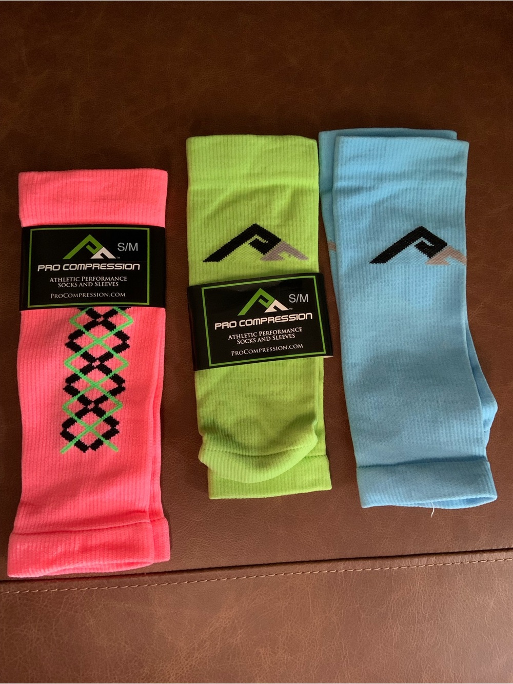 Compression sleeves- Neon Pink, Lime, Sky Blue